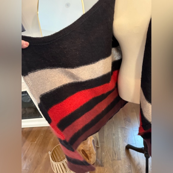 rag & bone Black, Red, and Cream Wool Mohair Cardiagan Soze Large Cardigan - Picture 3 of 6